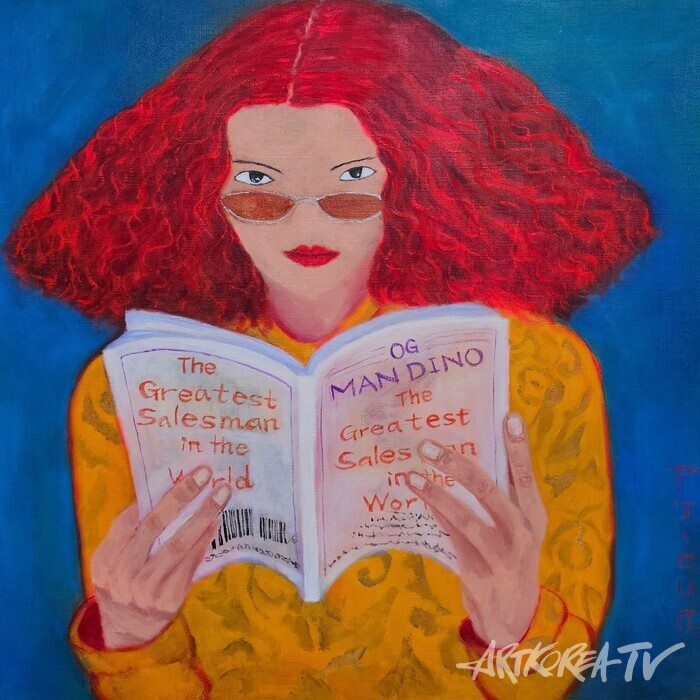 박지은, 책읽는 여인, 53x53cm, oil on canvas, 2024