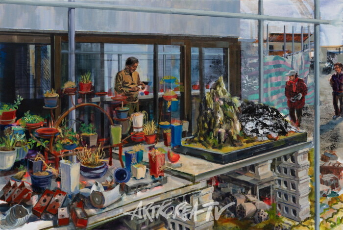 이문주_진관외동 화원 Ⅱ(two panels)_acrylic on canvas_130.3x194cm_2024