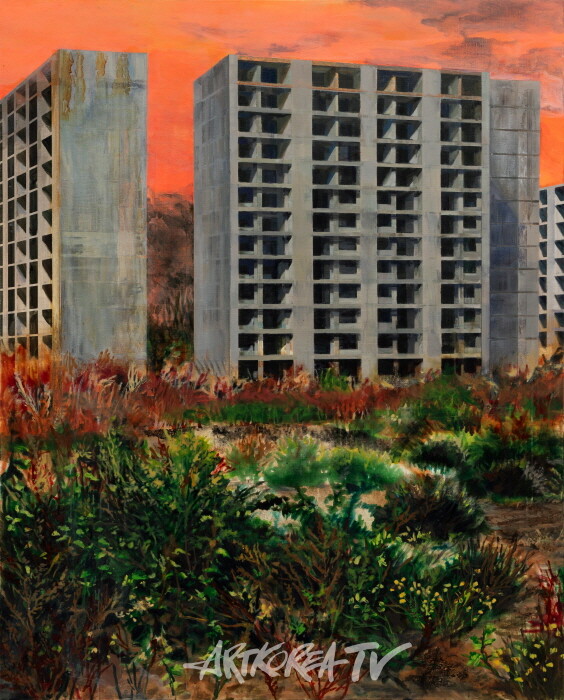 이문주_건설중단(대천) Abandoned Buildings(Daecheon)_LEFT_acrylic on canvas_162.2x130.3cm_2017-2024