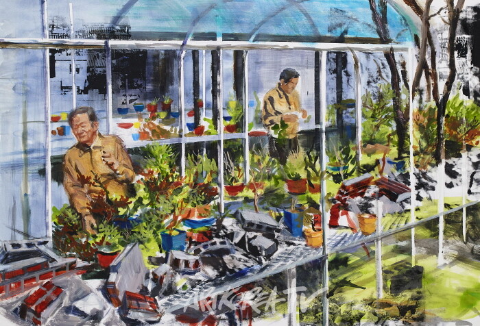 이문주_화원 Plant Shop_acrylic and colored pencil on paper_75.2x110.2cm_2024