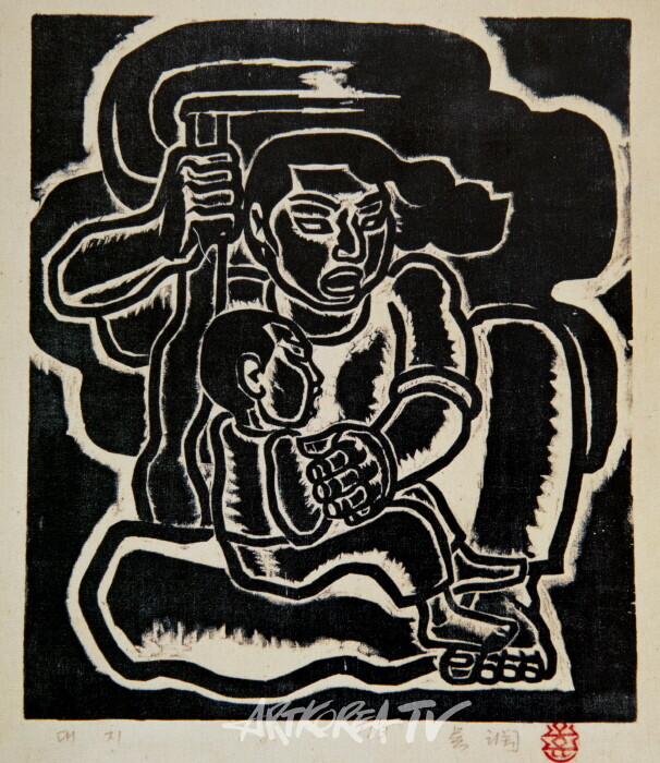 대지V, 종이 목판 41.5×35.5cm 1983