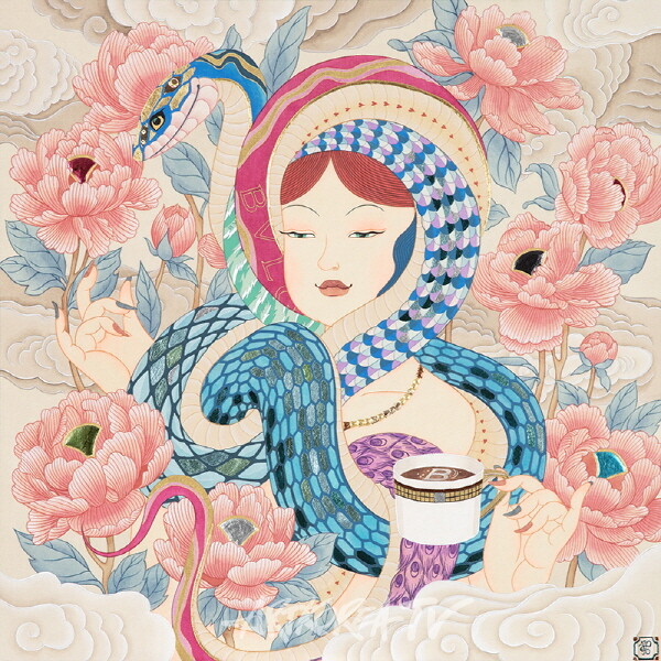 강민지, BVLGARI Grils, 50×50cm, 비단에진채, 2025