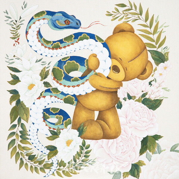 김미정, ’사랑’가득한 기대, 50×50cm, 비단에진채, 2025