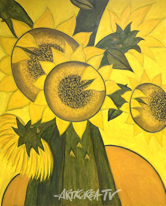 전시 대표작품 ‘Sunflowers in Yellow’, Oil on Linen, 160.2x130.3cm, 2024