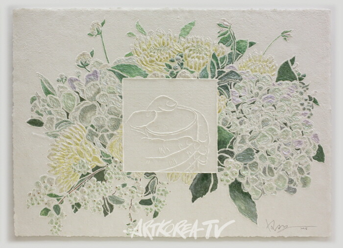 김영란, 끌림 attraction 2, 82x60cm, Korean paper, 2016