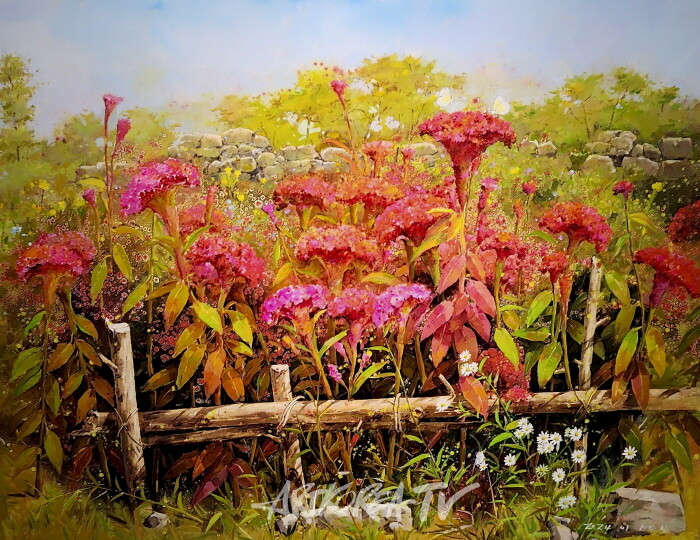 맨드라미 116.8×91cm 유채화