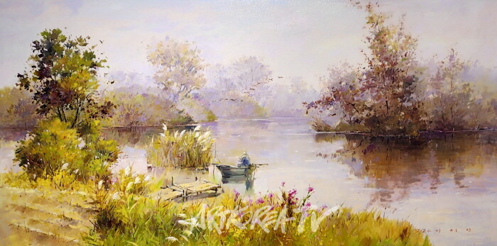 적막(예당호) 122×60.8cm 유채화