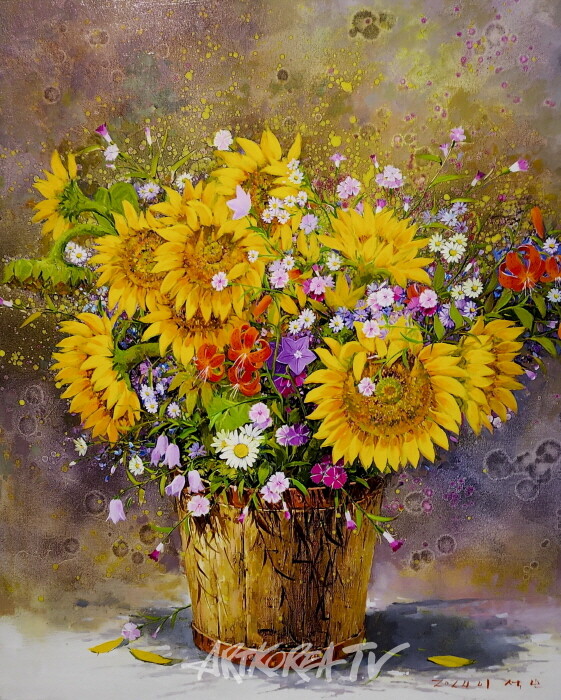 해바라기와 들꽃 90.9×72.7cm 유채화