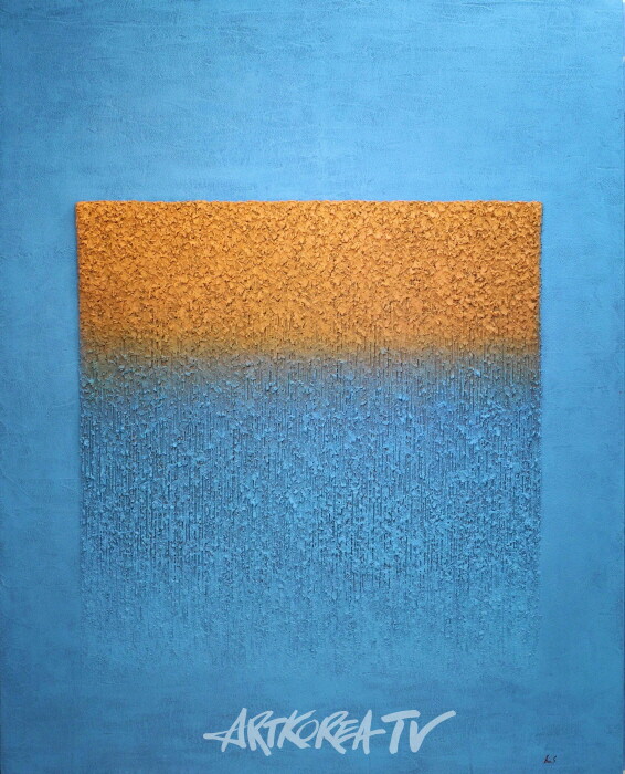 Youngho Seock_2024_conversation_ Soil,korean paper, Acrylic on Canvas_162.2x130.3x5cm