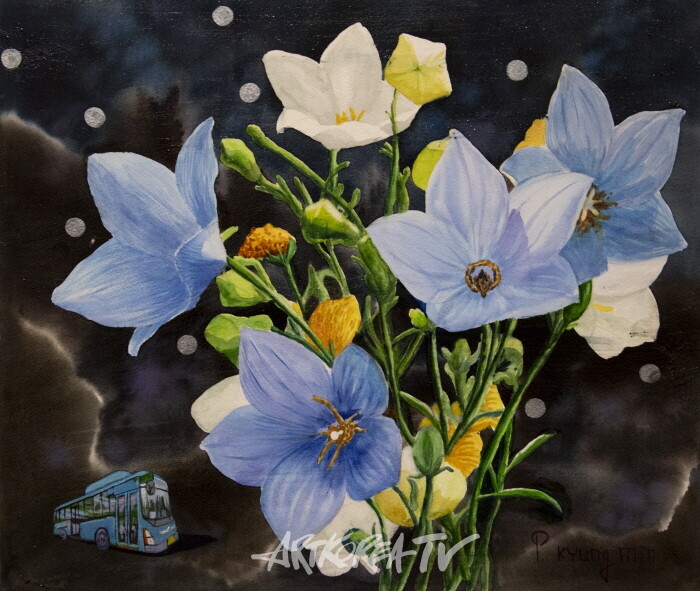 박경민 개인전 ‘꿈을 넘어서’ – 밤에 피는 꽃 53.5×45.5cm Watercolor on paper