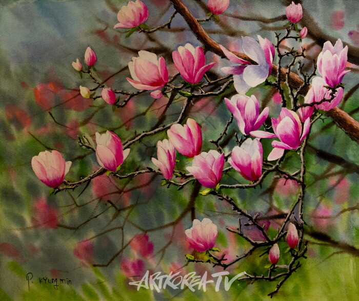 박경민 개인전 ‘꿈을 넘어서’ – 봄의 향기  72.7×60.6cm Watercolor on paper