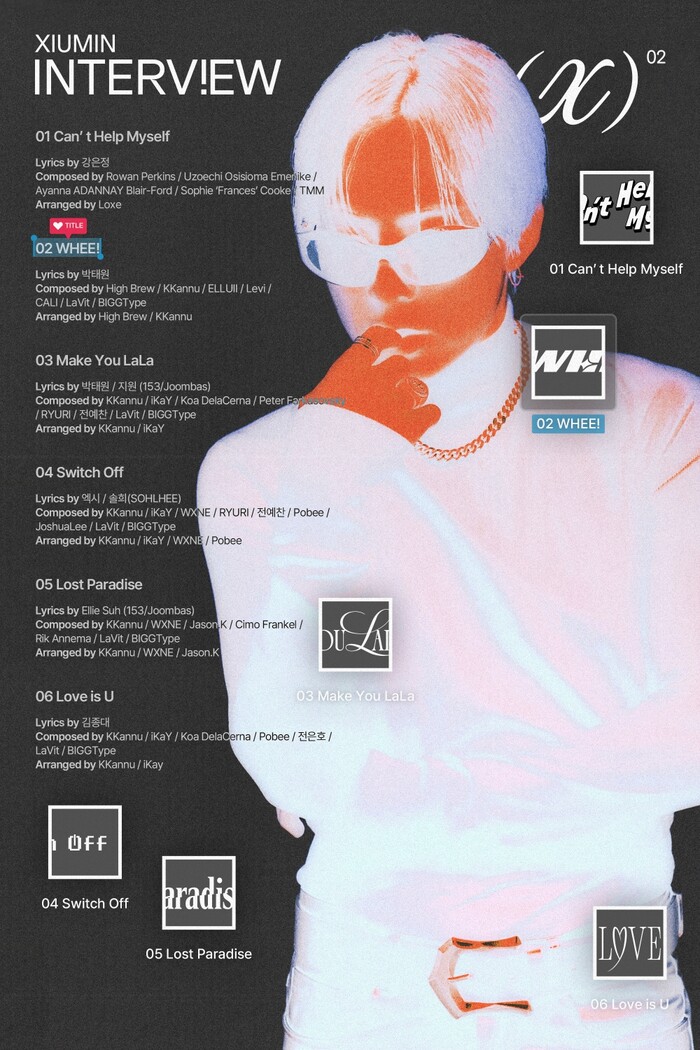 시우민  미니 2집 'Interview X'(인터뷰 X)의 트랙리스트. 제공 INB100