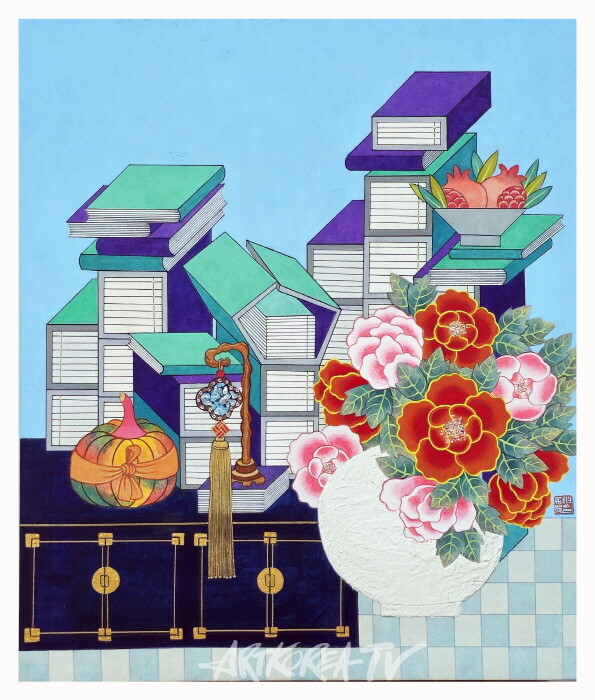 신미경 축적의 시간 14시 53x45 cm 장지 혼합재료 2023