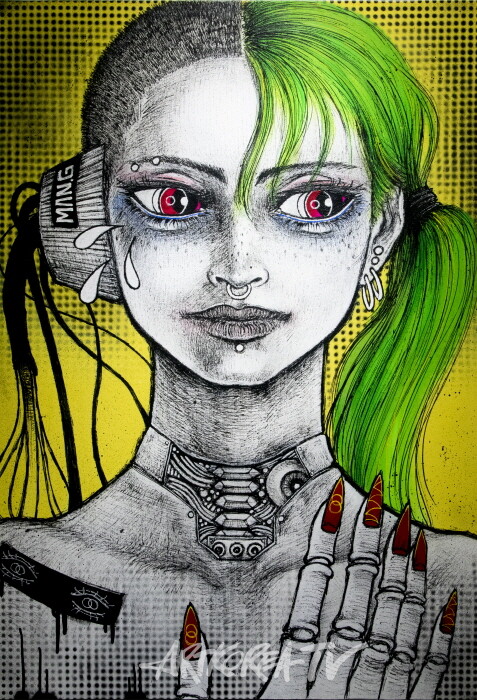 ID-GRACE 2025 100.0×70.0cm 아크릴 물감, 아크릴 스프레이 만지