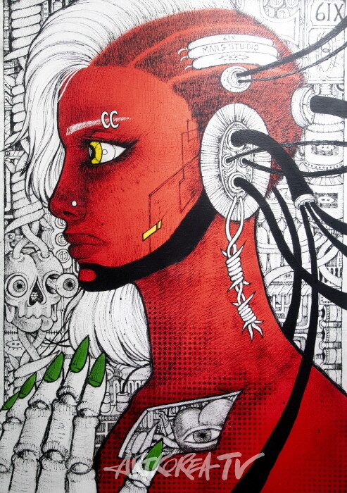 ID-JESSE 2025 100.0×70.0cm 아크릴 물감, 아크릴 스프레이 만지