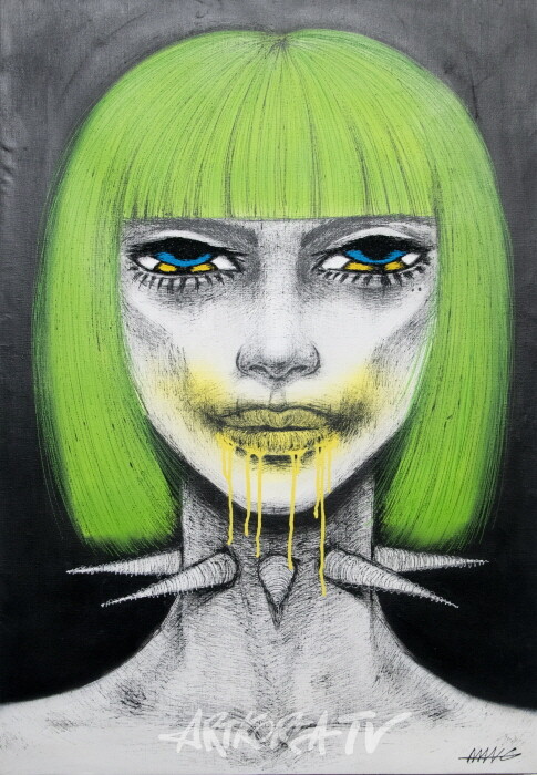 바닐라 2023 100.0×70.0cm 아크릴 물감, 아크릴 스프레이 만지