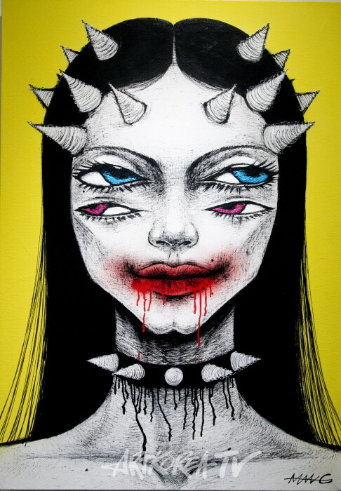 수박바 2023 100.0×70.0cm 아크릴 물감, 아크릴 스프레이 만지