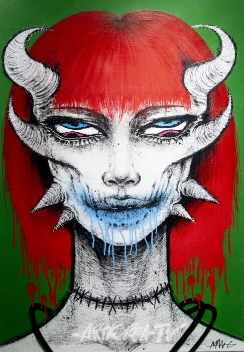 죠스바 2023 100.0×70.0cm 아크릴 물감, 아크릴 스프레이 만지