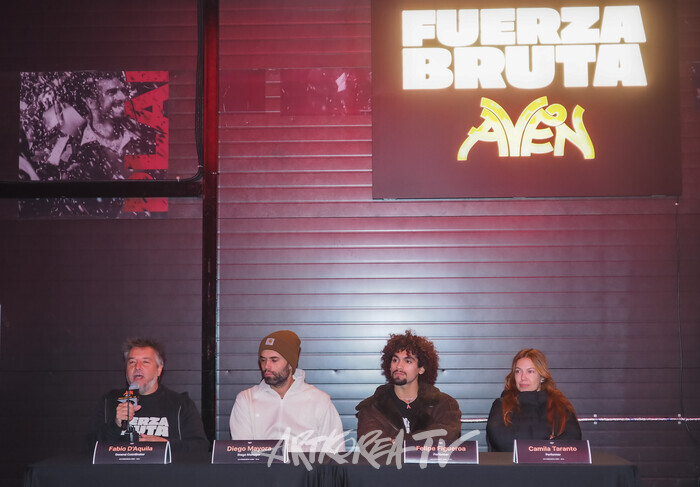 2025 푸에르자 부르타 아벤 기자간담회(사진 왼쪽부터 파비오 아퀼라 총괄 코디네이터-디에고 마요라 무대감독-배우 펠리페 피구에로아--배우 카밀라 타란토) 2025.03.18 사진 ⓒ아트코리아방송 이용선 기자