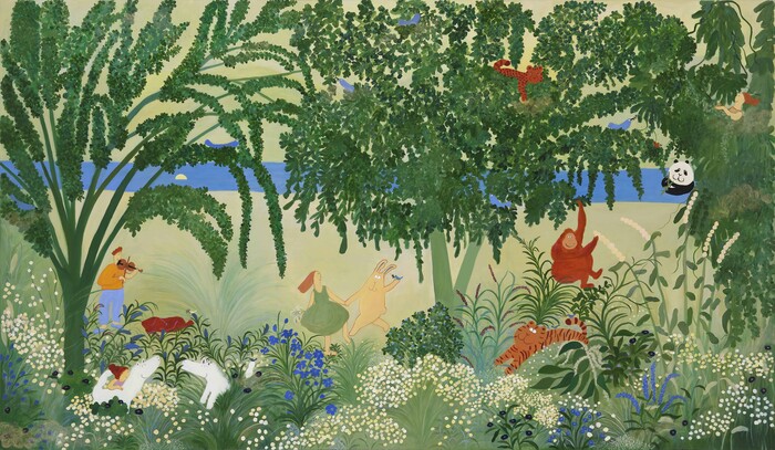 문경, 동화의숲, 193.9x112cm, 캔버스에 아크릴, 과슈, 2024 제공 마이아트예술기획연구소