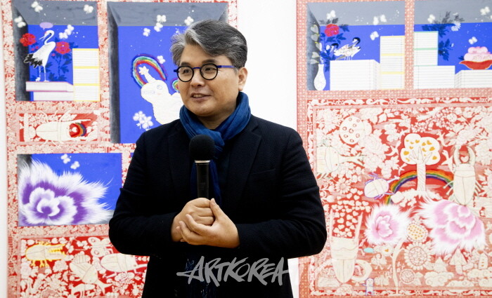 정병모 민화학교 '민화, 오늘의 이야기' 15인 작가전 개막행사-제주현대미술관 변종필 전 관장