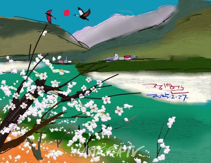 매화 섬진강 / 모바일그림 / K1모바일화가 정병길 작