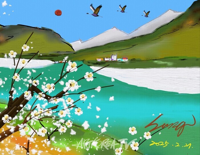 매화 섬진강 / 모바일그림 / Fun스마트화가 성순임 작