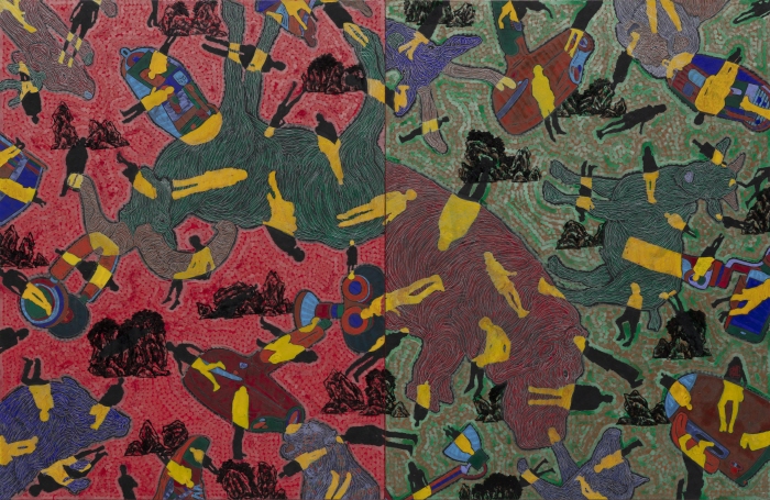 허진개인전-이종융합동물+유토피아 2025-3, 145×112cm×2개, 한지에 수묵채색 및 아크릴, 2025.TIF(1층)