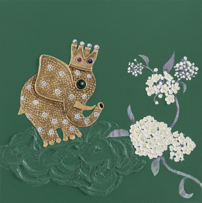 최지윤 作_ 사랑하놋다2429, 24x24cm, 캔버스에 장지, 혼합재료, 2024-사진 네오아트센터 제공