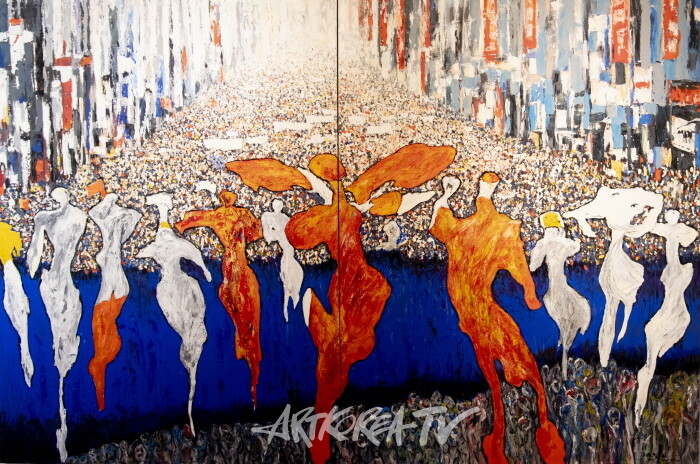 남궁원-애국지도자 탄생을 기원하며, mixed media 240×160cm 2025-사진 김한정 기자