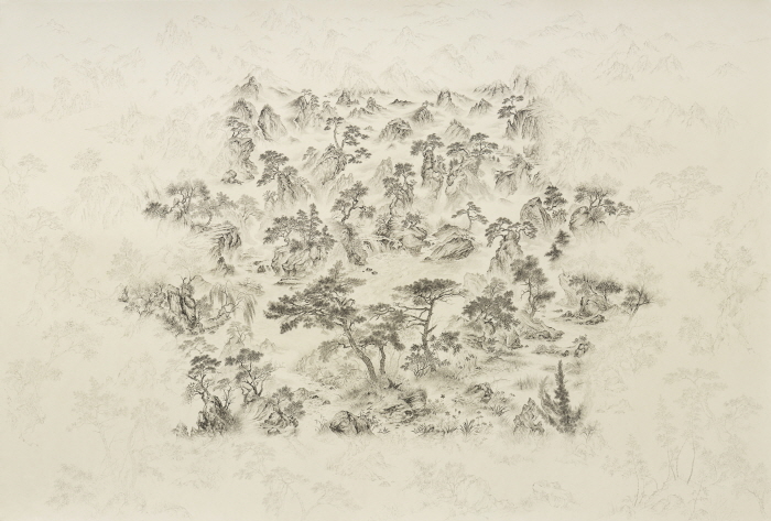 [Johyun Gallery] Jo Jong Sung, Landscape seen from a moving perspective, 2025, Korean ink on Hanji, 201.5 x 136.1 cm-사진 조현화랑 제공
