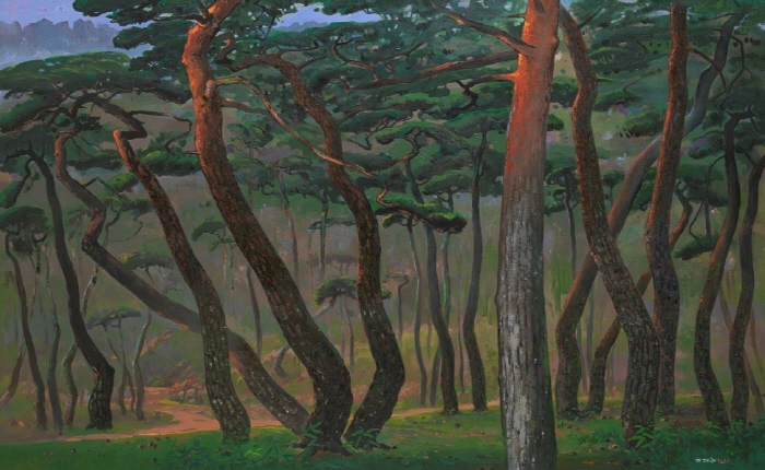 변재현-소나무 숲에서 In Pine trees 162×259cm Oil on canvas 2025-사진제공 변재현 작가