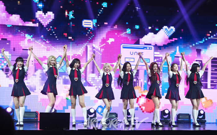 유니스 두 번째 미니앨범 '스위시'(SWICY) 발매 기념 쇼케이스. 2025.04.15 사진 ⓒ아트코리아방송 이용선 기자​