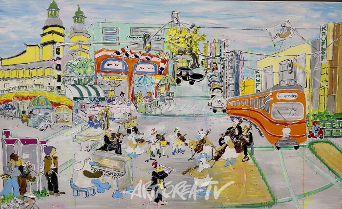 윤정원-아마빌레(사랑스럽게) amabile 72.5×116.5cm Acrylic on canvas 2024-2025-사진 김한정 기자