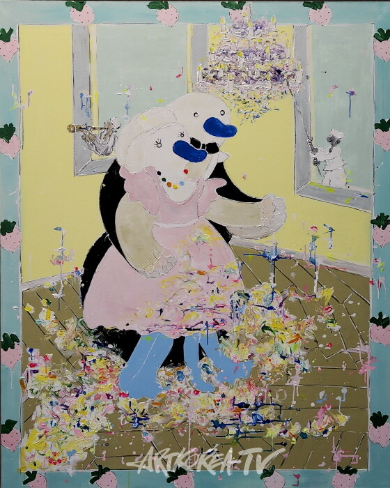 윤정원-첫 햇살은 내꺼야 The first sunlight is mine 162×130cm Acrylic on canvas 2024-2025-사진 김한정 기자