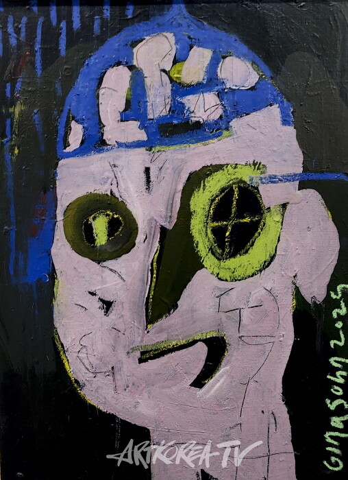 지나손-Ai man 45×33.4cm Pencil, Oil pastel, Oil on canvas 2025-사진 김한정 기자