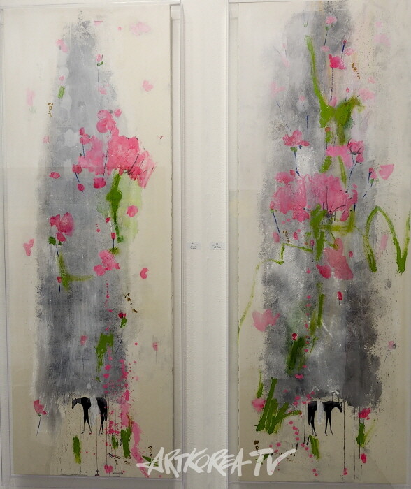 왕열-Utopia-Meditation, 2024 200×70cm Acrylic on canvas-사진 김한정 기자