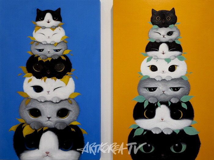 아세움-마트료시카 1,2 Acrylic on canvas 72.7×116.8cm 2025-사진 김한정 기자