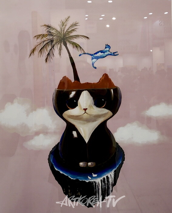 아세움-몽상가7_Cat's Vacation 실크스크린 판화 57×70cm 2025-사진 김한정 기자