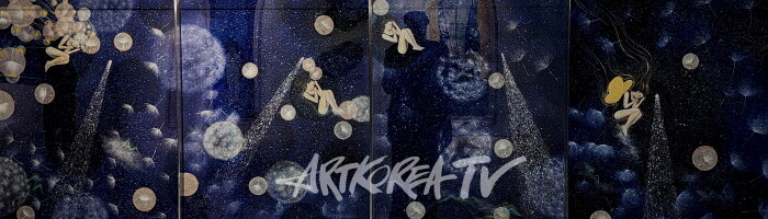 류광일-홀씨의 여행-Powder Color+Powder Stone 240×73cm 2024-사진 김한정 기자