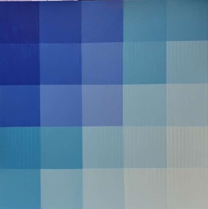 2023 Color Line Series Sub title : BlueNo_20230407_Op.755cm x 55cm. Hye young OH  Acrylic on canvas-사진제공 오혜영 작가