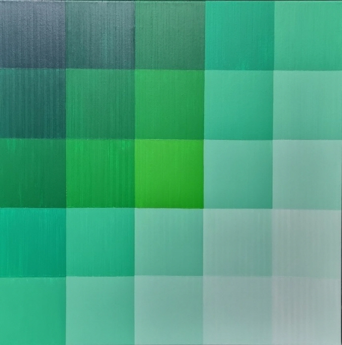 2023 Color Line Series Sub title : Green No_20230313_Op.355cm x 55cm. Hye young OH  Acrylic on canvas-사진제공 오혜영 작가