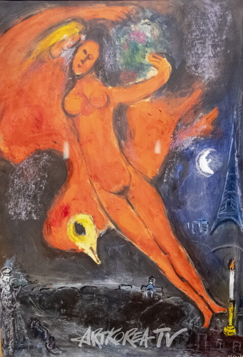 마르크 샤갈-붉은 나체 스케치-1953ca Oil on Plywood 62×42.5cm