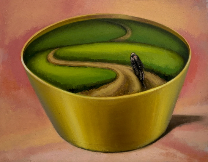 녹그릇 -길  2025,  24×30cm 나무판에 유화-사진제공 김소진 작가