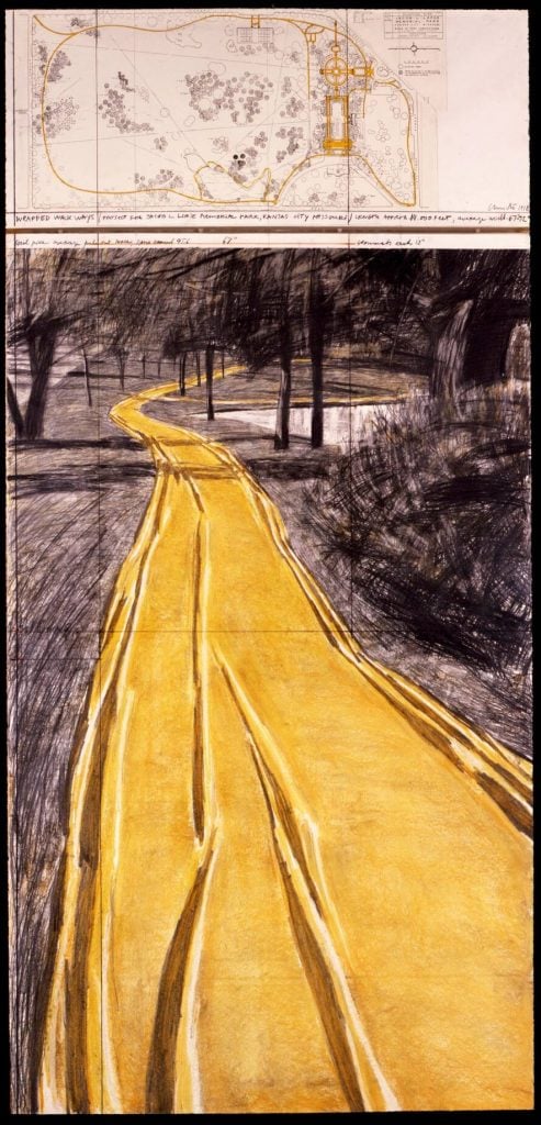 크리스토,  (미주리주 캔자스시티, 제이콥 L. 루스 기념 공원 프로젝트) , 1978. 넬슨-앳킨스 미술관 소장. 사진: 에바-인케리, © 크리스토 & 잔 클로드 재단