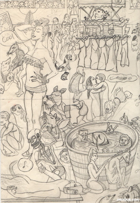 이흥덕_지하철 퍼레이드_종이에 에스키스_2013_부분-사진제공 김종근 교수