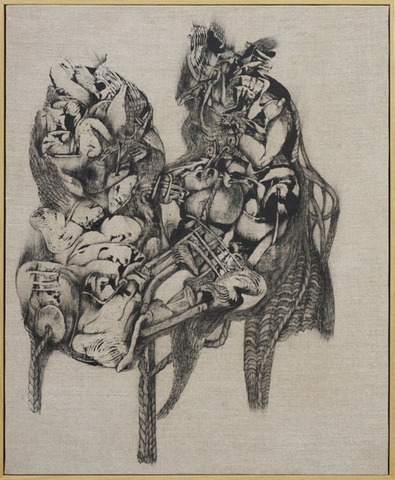 케보크 무라드마지막 기도, 2024리넨에 아크릴66.5 × 55 × 4cm | 26 3/16 × 21 5/8 × 1 9/16인치-사진제공 페로탕