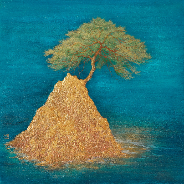 이동연 월하송암도 60.6x60.6cm 캔버스 천에 아크릴 자개,금분 2025-사진제공 갤러리몸