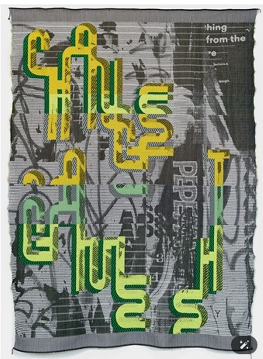 아네트 코드-그림, 손으로 짠 자카드 태피스트리, 울, 코튼, 루렉스. 55 x 41인치(139.7 x 104.1cm)