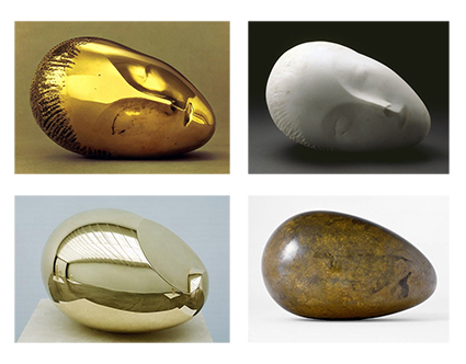 그의 대표작 잠자는 뮤즈／ 이 시리즈는 점점 단순해지는 형태를 볼 수 있다。 브랑쿠시 조각이 현실의 최대재현이라는 고근대를 벗어나 현대로 진입하는 안내자 역할을 하는 모습을 볼 수 있다。 작가의 예술은 그 서사가 탄탄할 수록 현재의 조각에 대한 강력한 설득력을 가진다。 